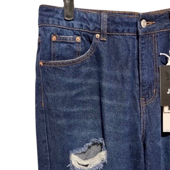 Monkey Ride Jeans High-Rise Distressed Dad Jeans Dark Blue Cotton Blend Size 11 - Picture 3 of 11